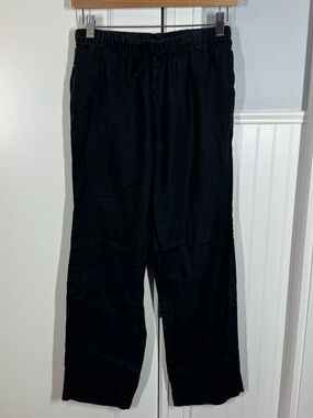 Quince 100% linen pull on pants black elastic waist women’s size‎ small casual